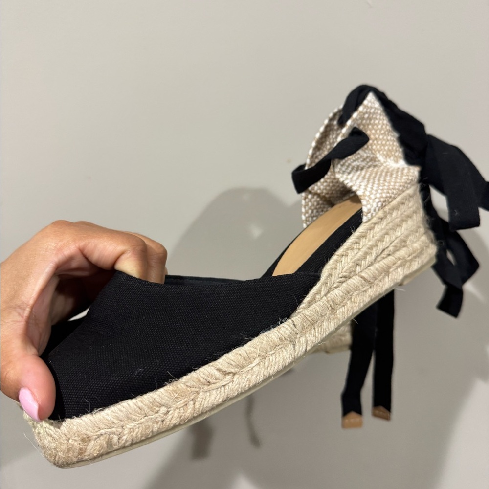 Castaner Black and Tan Wedge Espadrilles